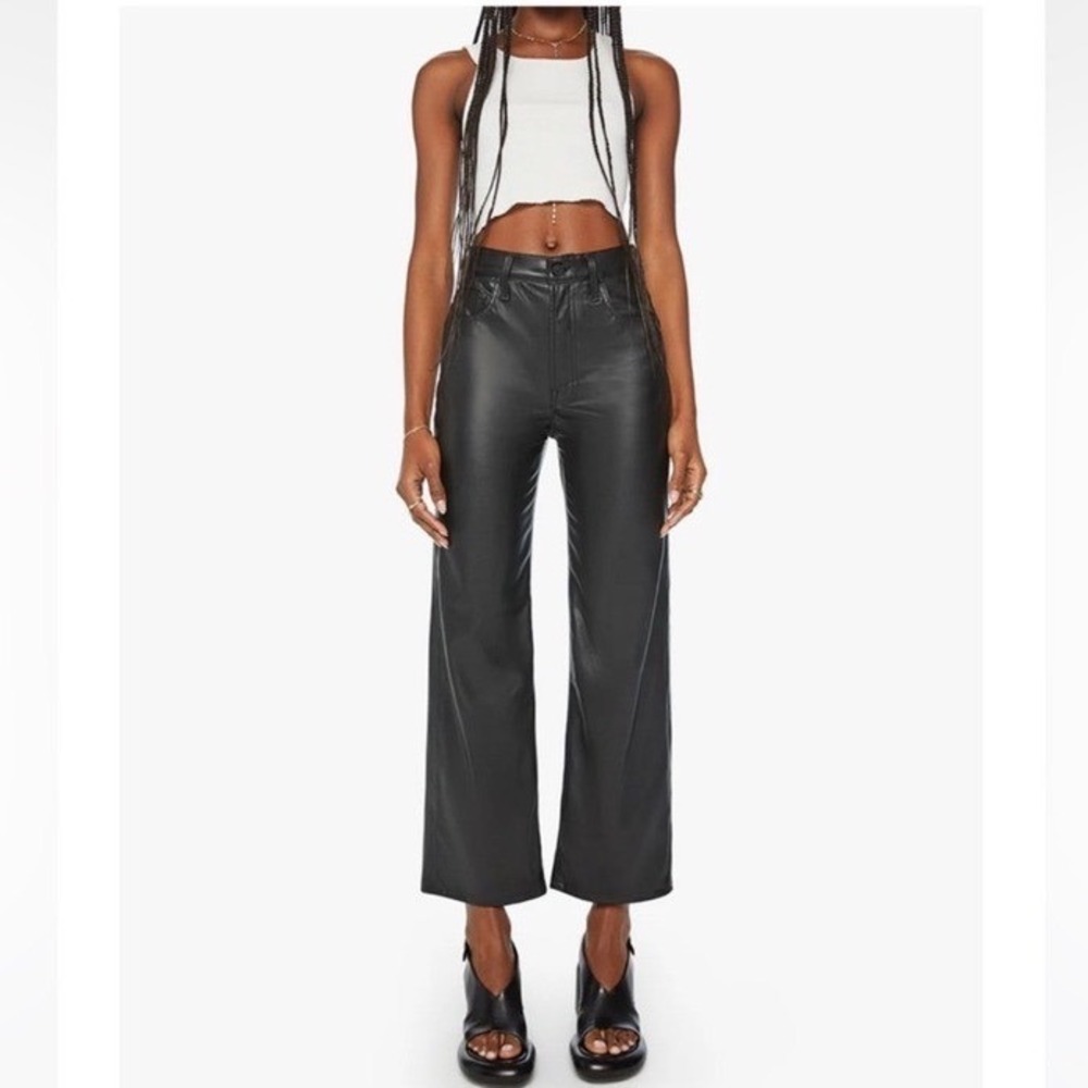 MOTHER The Rambler Zip Ankle Wax On, Wax Off Faux Leather Pants Size 27